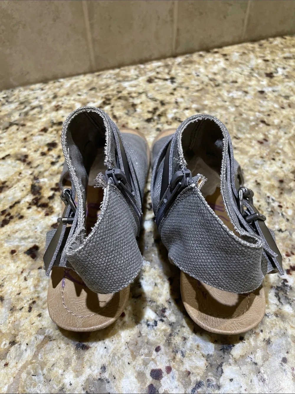 Blowfish Gray Canvas Wrap Sandals with Buckle Strap Size 7